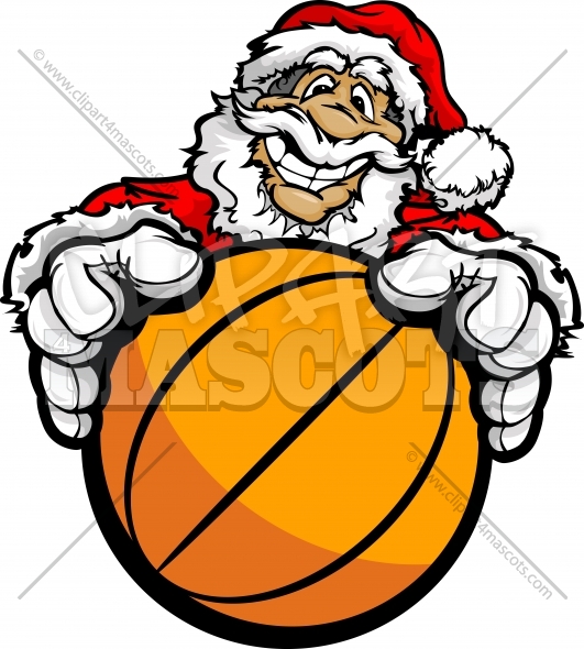 Basketball Santa Clipart Graphic Vector Christmas Image