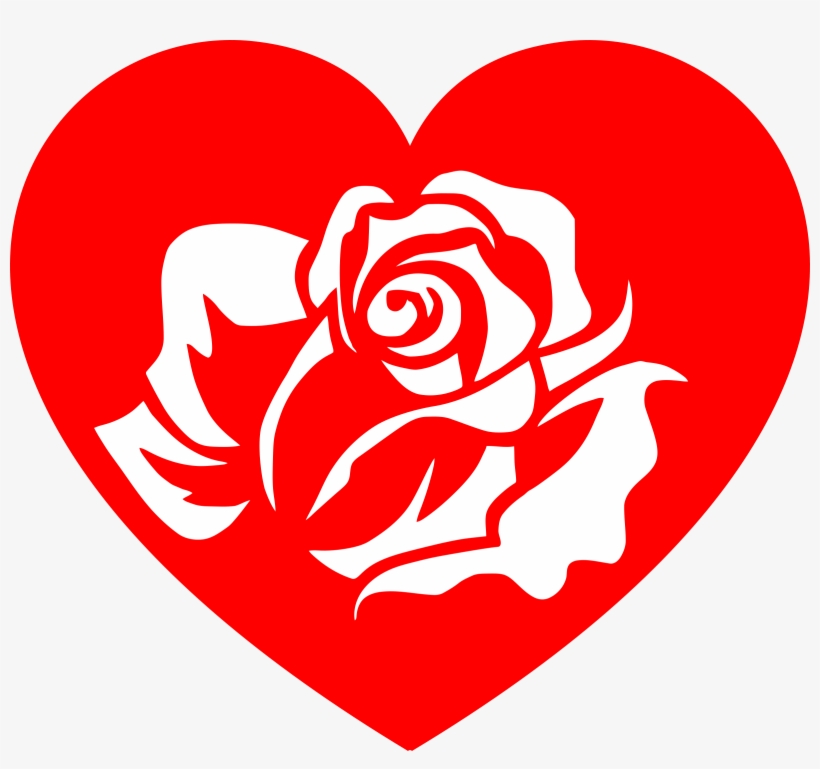 Rose Heart Clipart - Heart With Rose Clipart Transparent PNG 