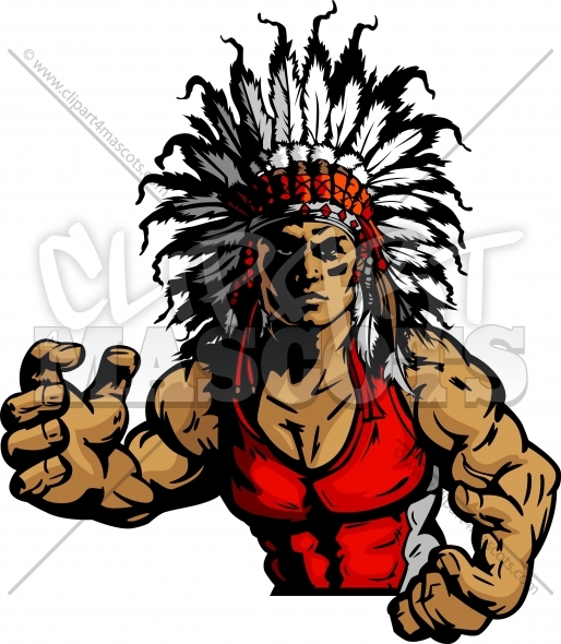 Wrestling Indian Chief Mascot Graphic Vector Image