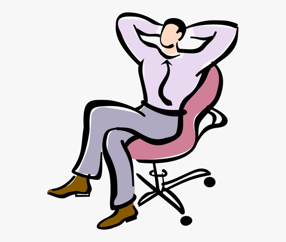 Vector Illustration Of Businessman Relaxing In Office - Relaxed 