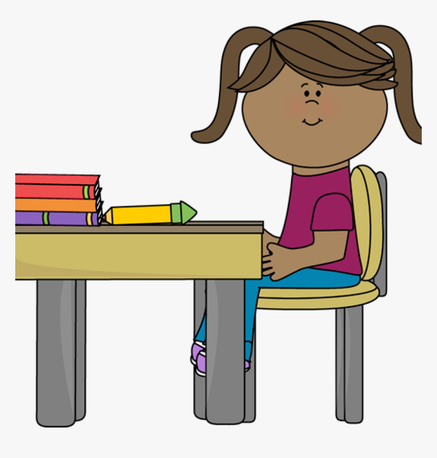 Student Working At Desk Clipart School Girl Sitting - Word Work 