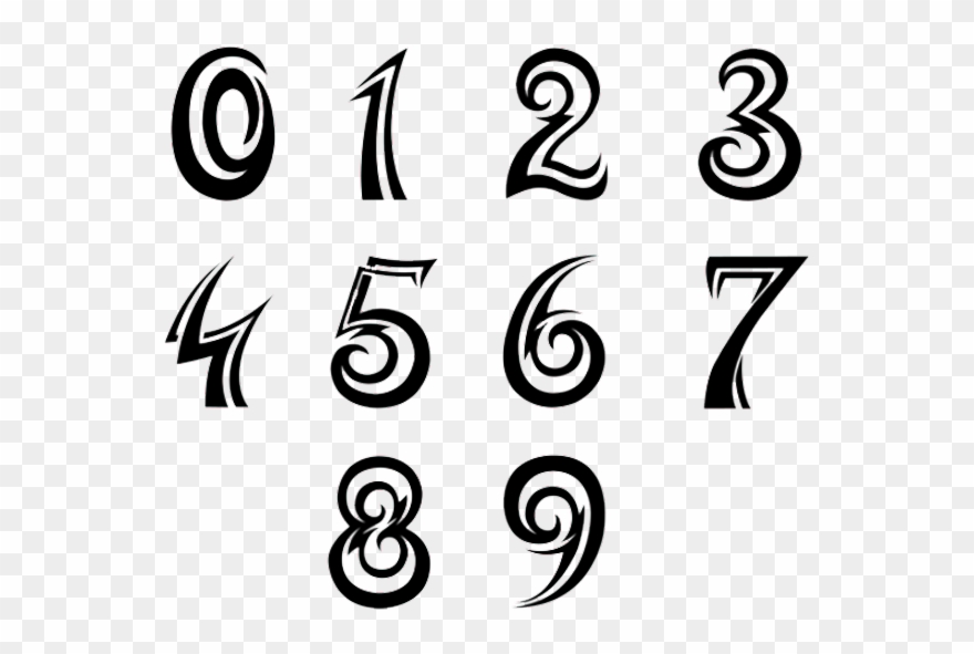 Numbers Font Tattoo Design - Number Fonts Clipart 