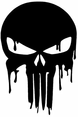 Dripping Punisher Skull Vinyl Decal Sticker | Cars Trucks Vans Walls Laptops Cups | Black | 5.5 inches | KCD1275