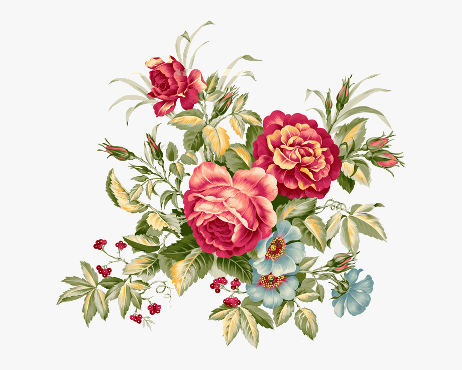 1795 Vintage Flowers Clipart Vintage Graphic PNG Clip Art Flower