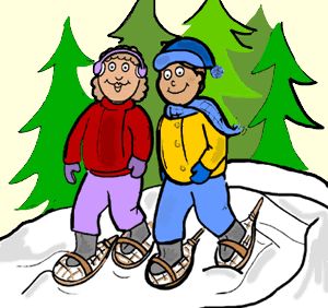 Snowshoe hike clipart Special trapper snowshoe hiking cartoon 