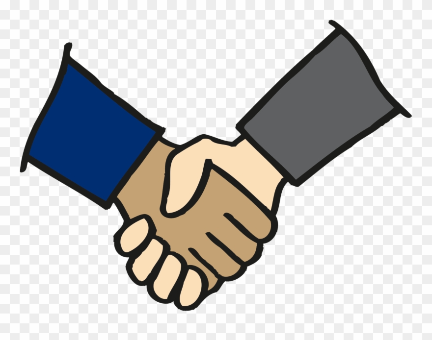 Two Hands Clasped Color - Clip Art Hand Shake - Png Download 