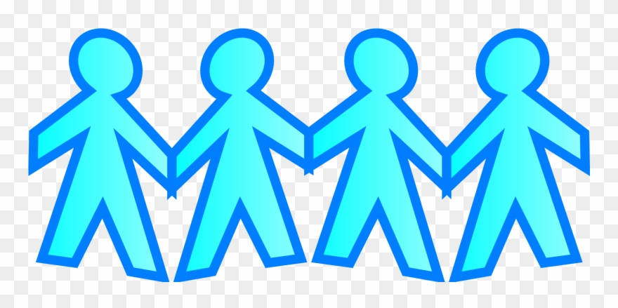 Blue Family Cliparts - Cartoon Stick People Holding Hands - Png 