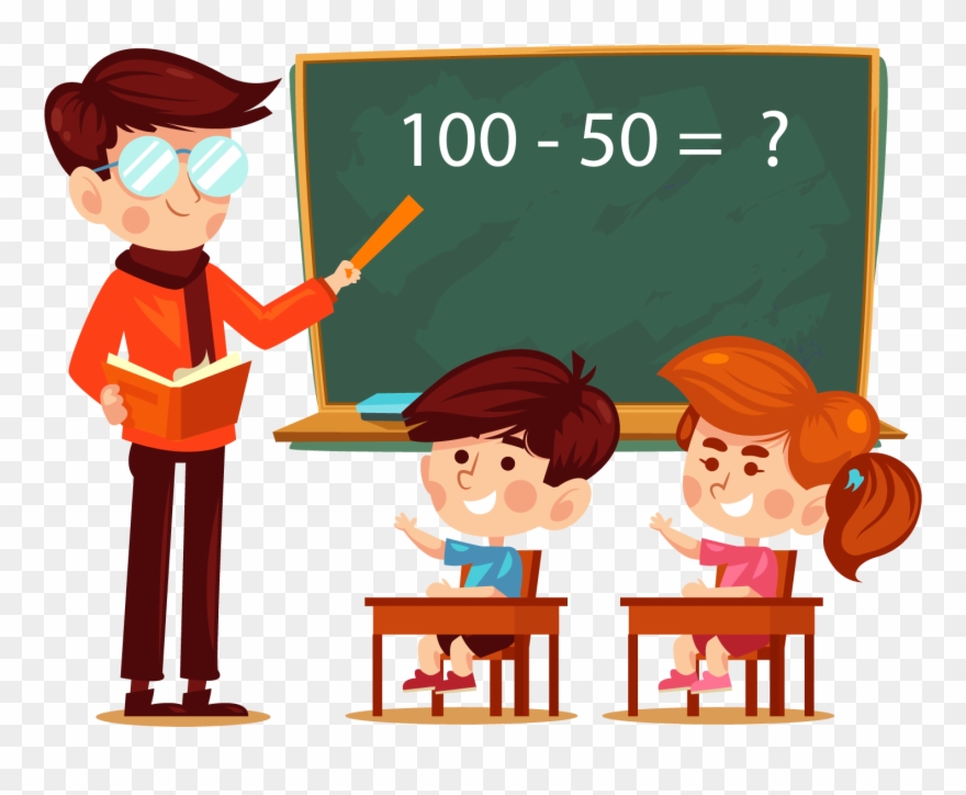 A Teacher And A Student Clipart - Students In Classroom Cartoon 
