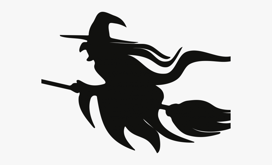 Black Clipart Broom - Witch On A Broomstick Clipart , Transparent 