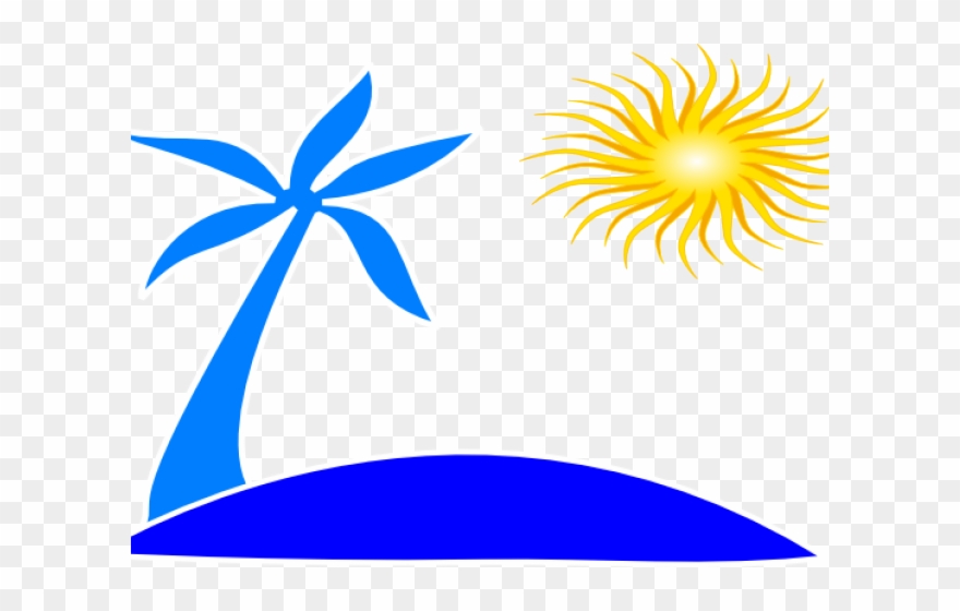 Sun Clipart Clipart Beach - Palm Tree And Beach Logo - Png 