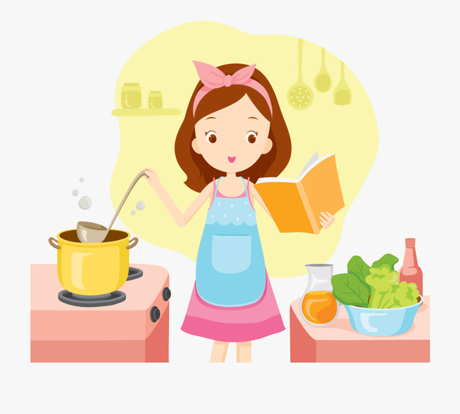 Bake Clipart Woman - Girl Cooking Clipart , Transparent Cartoon 