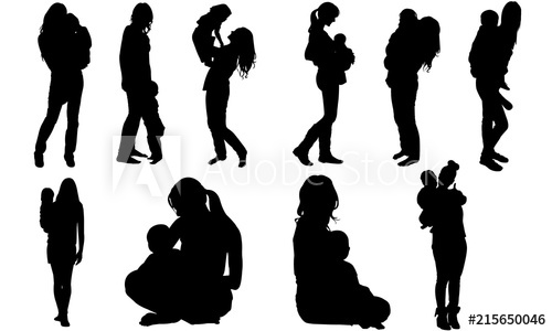 Woman with Baby Silhouette | Mother with Kid Vector | Motherhood 
