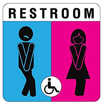 Unique Unisex Bathroom Sign, Funny and Modern Restroom Signage for Office, Restaurant or any Store ??� 8??? x 8??? With disable icon.
