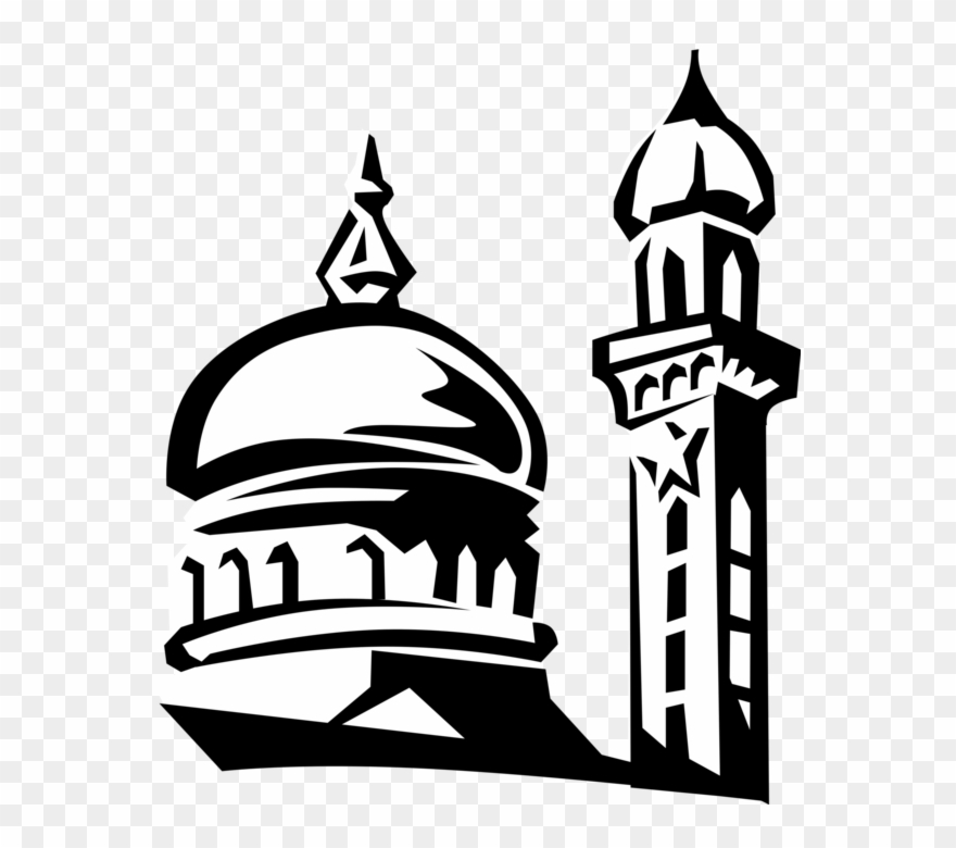 Vector Black And White Stock Islamic Mosque Dome And - Islamic 