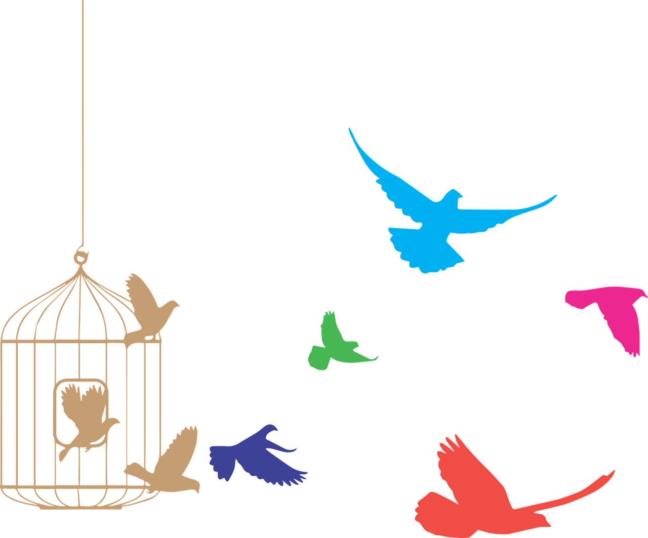 Birds Flying From Cage Clipart transparent PNG 