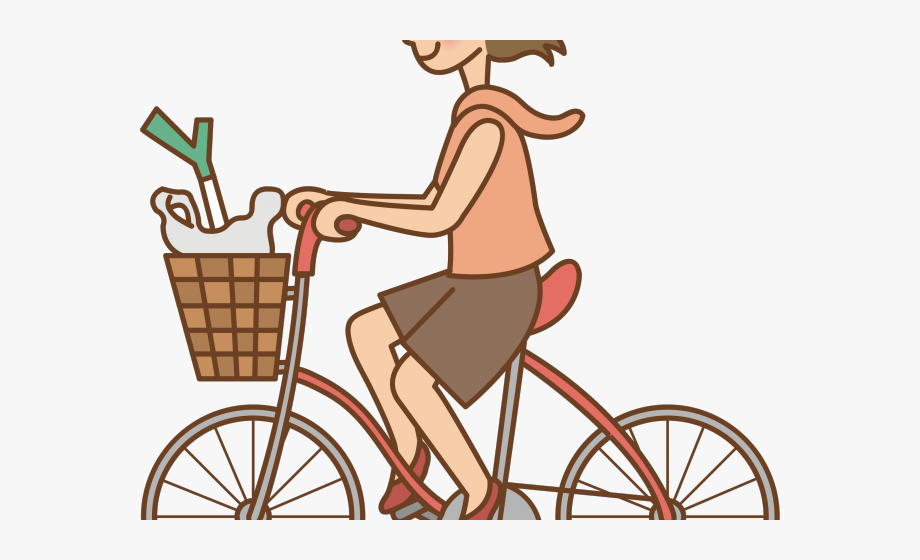 Ride Clipart Woman - Riding Bicycle Clipart Png , Transparent 