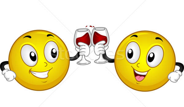 Smiley Couple Wine Toast vector illustration ?� lenm 