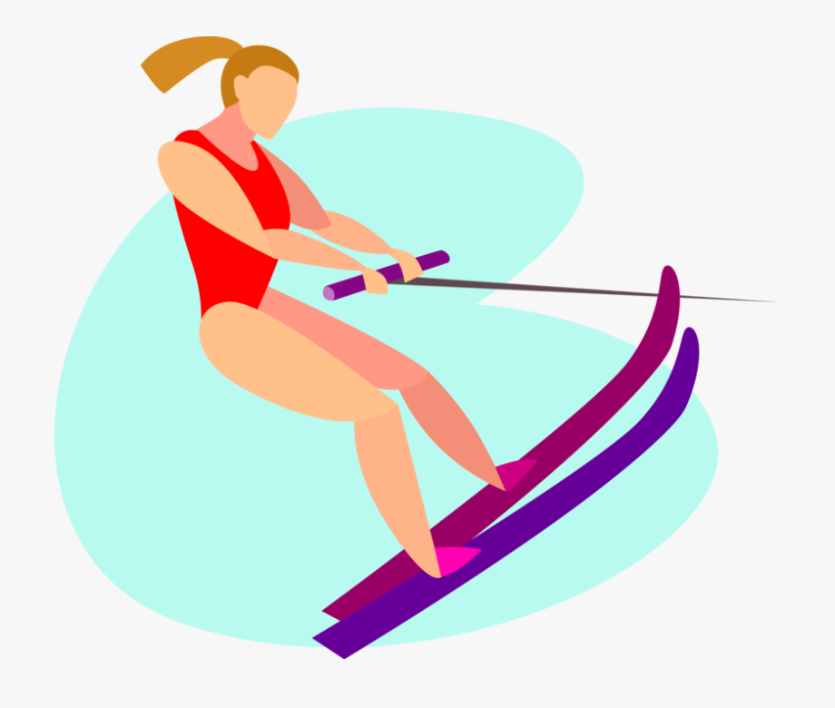 Vector Illustration Of Summer Water Skier Having Fun - Clip Art 