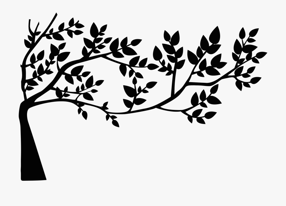 Tree Leaves Clipart Black And White - Tree With Leaves Silhouette 
