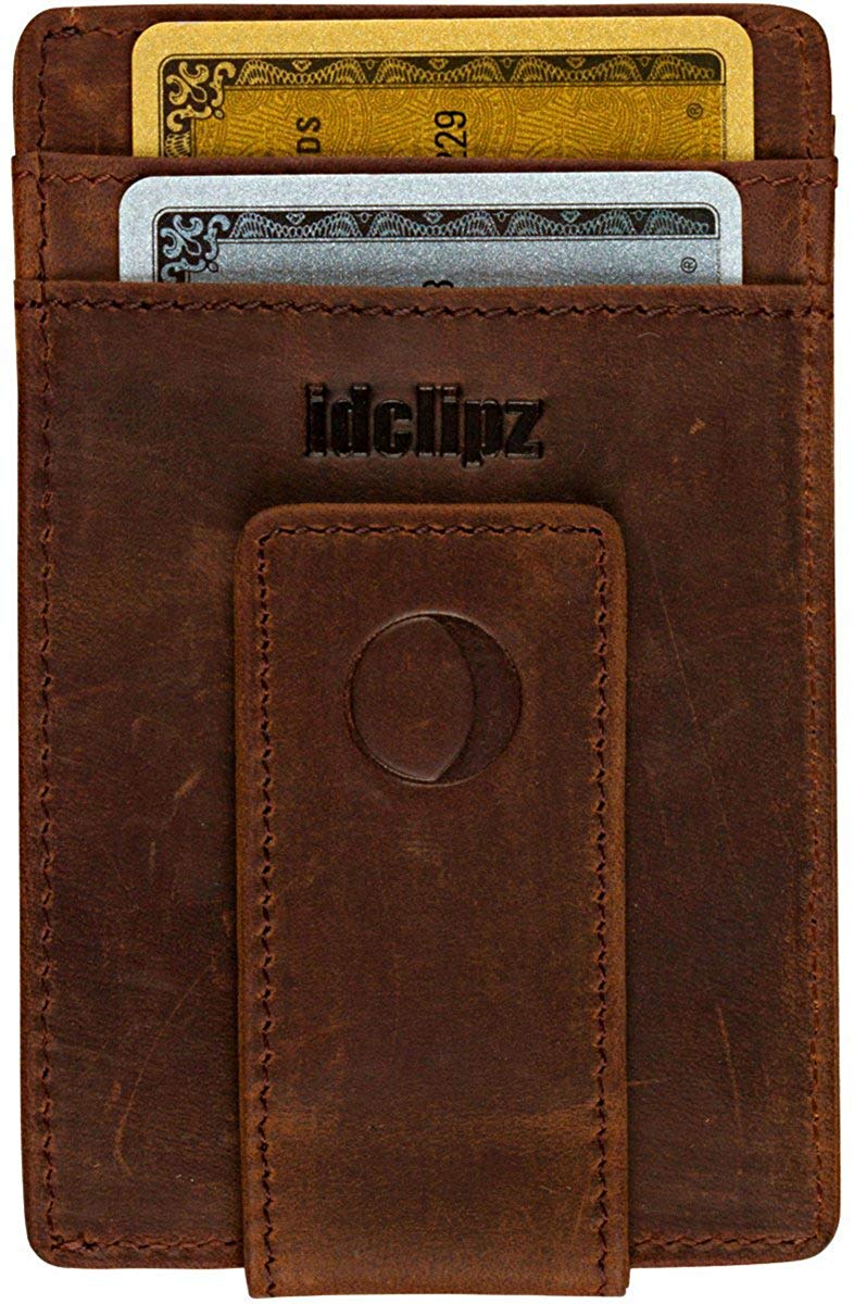 Slim Leather Money Clip Wallet for Men - Best Front Pocket Wallet with Credit Card Holder  ID Case - RFID Blocking