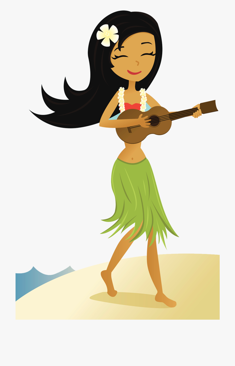 Hawaiian Girl Clipart - Hula Girl With Ukulele , Transparent 
