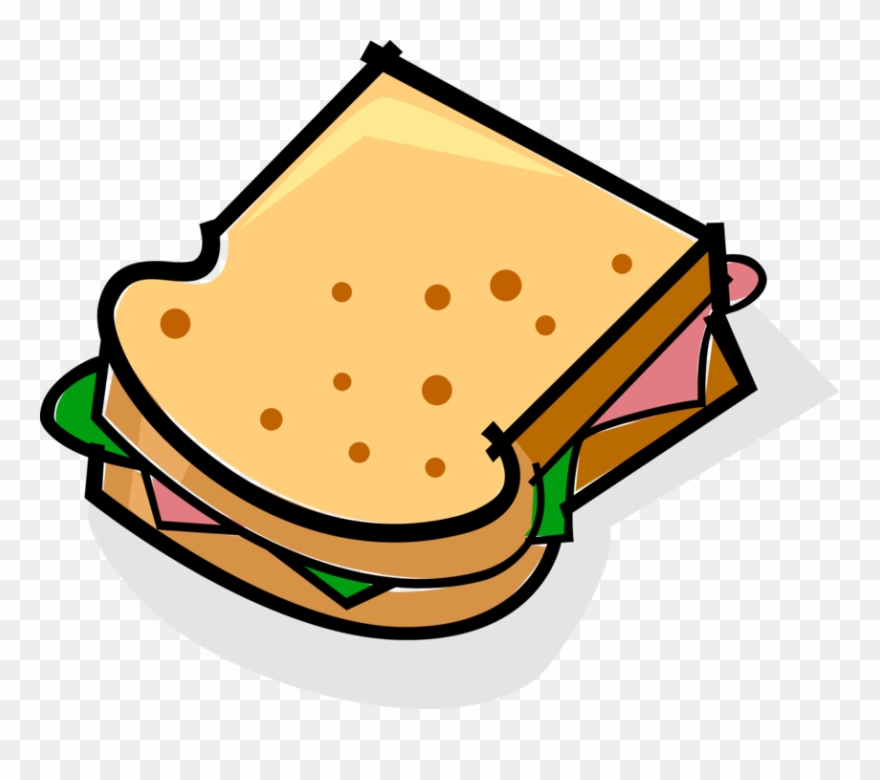 Vector Illustration Of Sandwich Sliced Cheese Or Meat - Ham 