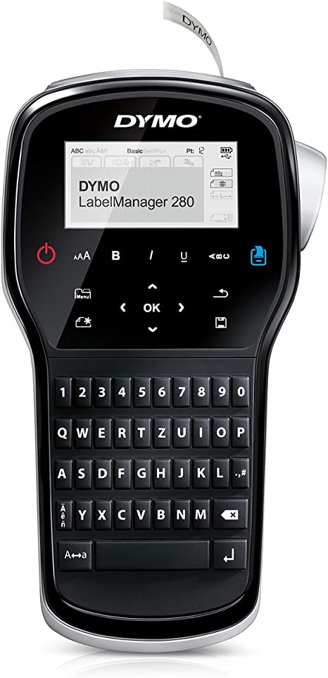DYMO Label Maker | LabelManager 280 Rechargeable Portable Label Maker, Easy-to-Use, One-Touch Smart Keys, QWERTY Keyboard, PC and Mac Connectivity, 