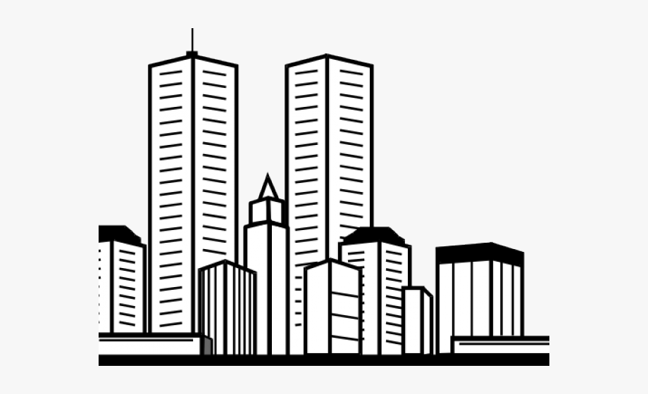 Skyscraper Clipart Black And White - Buildings Clipart Png 