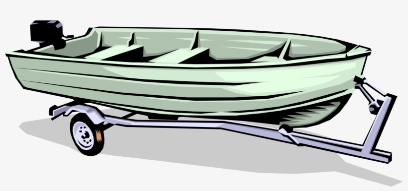 Vector Illustration Of Motorboat Aluminum Fishing Boat - Boat