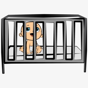 Sleeping Baby In Crib Clip Art - Baby In Cot Clipart , Transparent 