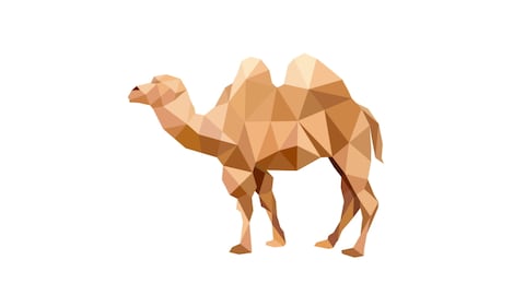 Polygonal art of camel. animation on white background.