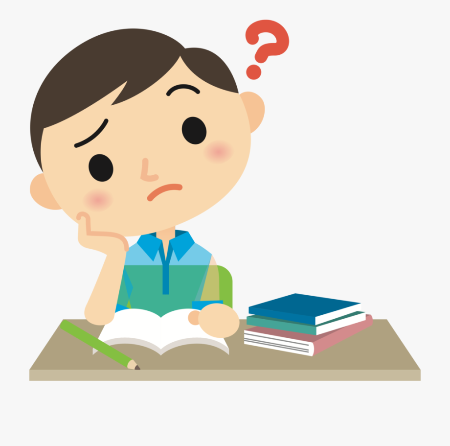kid reading and thinking clipart