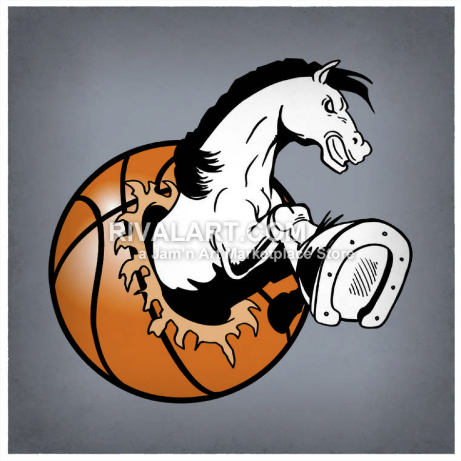 Horse Clipart Horse Busting Out Of A Basketball