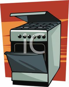 An Open Oven and Stove Clipart Picture