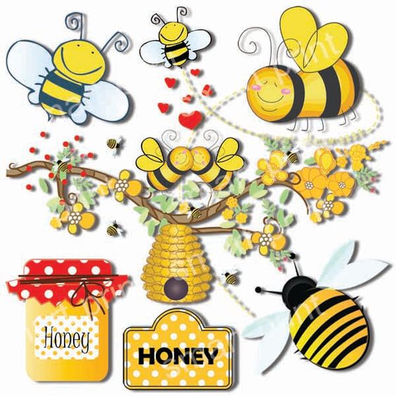 Bees clip art bumble bee beehive buzzy art honey 