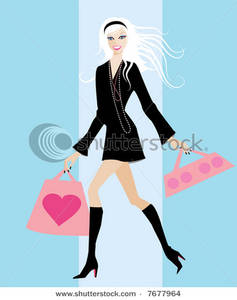 Royalty Free Clipart Image: City Girl Going Shopping