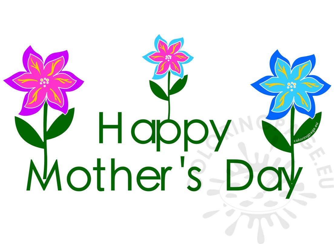 Clipart mothers day 7 flowers coloring page 