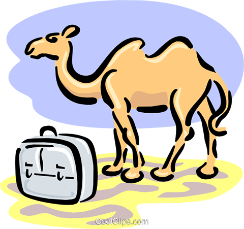 travel/camel and suitcase Royalty Free Vector Clip Art 
