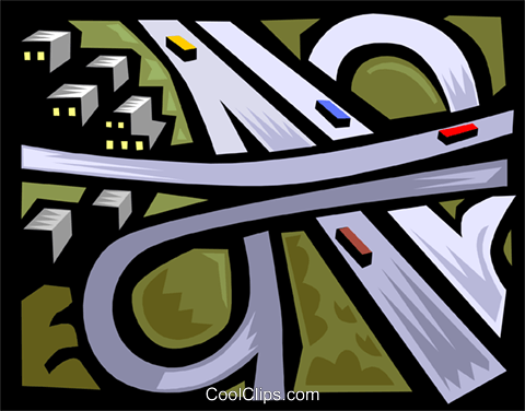 traffic, highway turnpike Royalty Free Vector Clip Art 