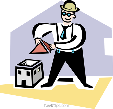 architect building a model house Royalty Free Vector Clip Art 