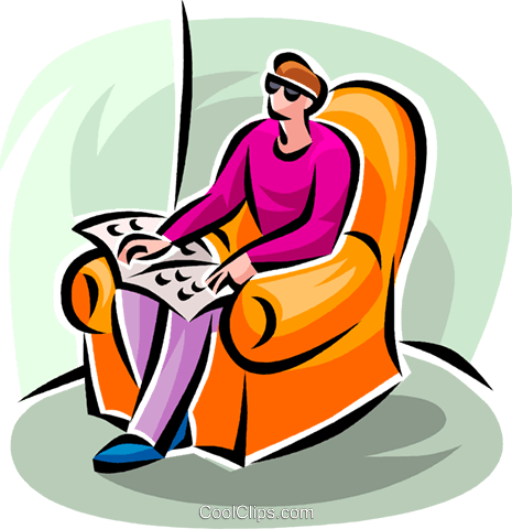 blind person reading a book Royalty Free Vector Clip Art 