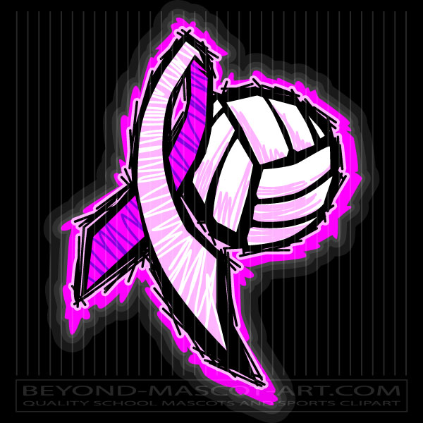 Dig Pink Volleyball Ribbon Graphic Vector Clipart