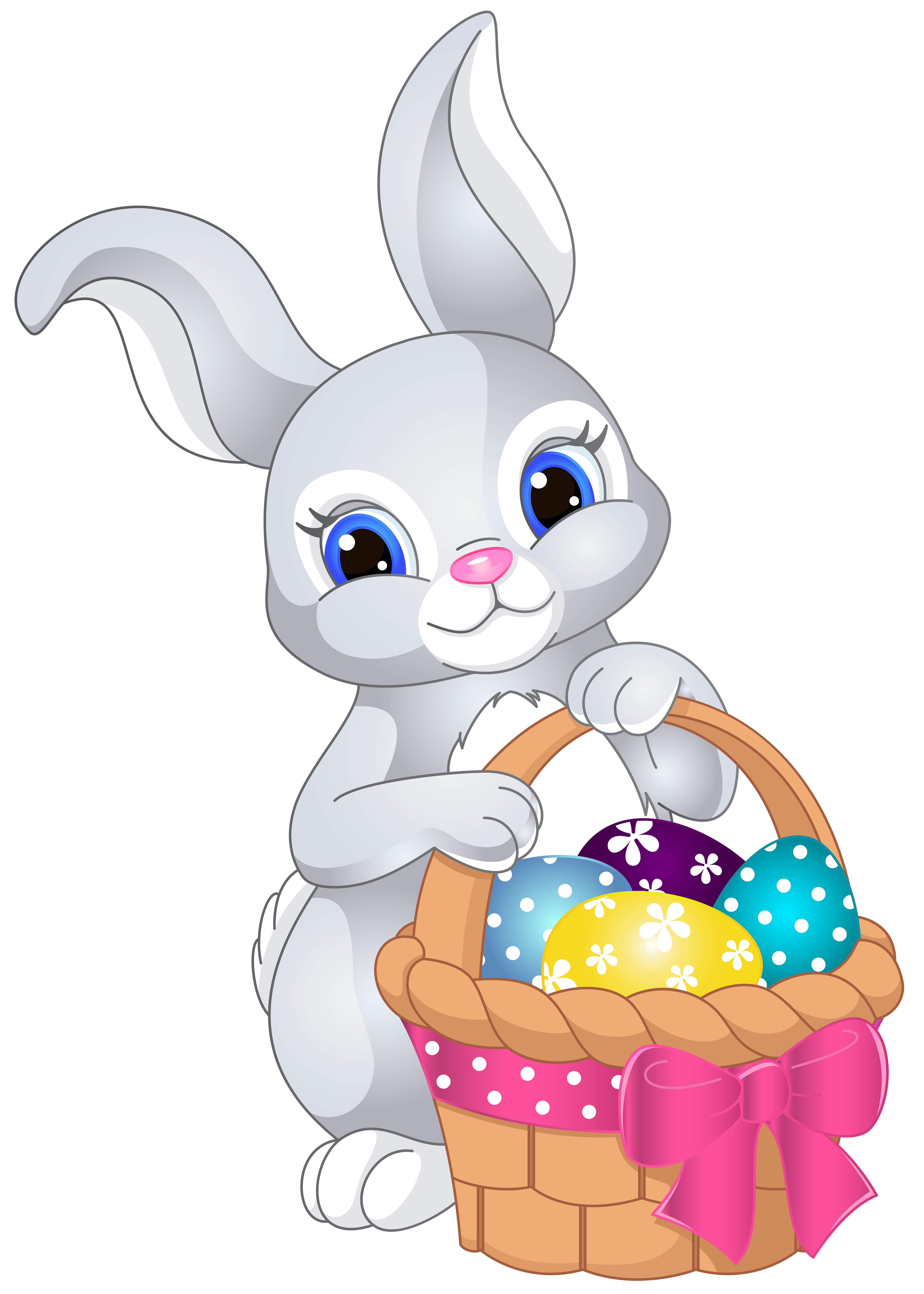 Easter Bunny with Egg Basket PNG Clip Art Image | Gallery 