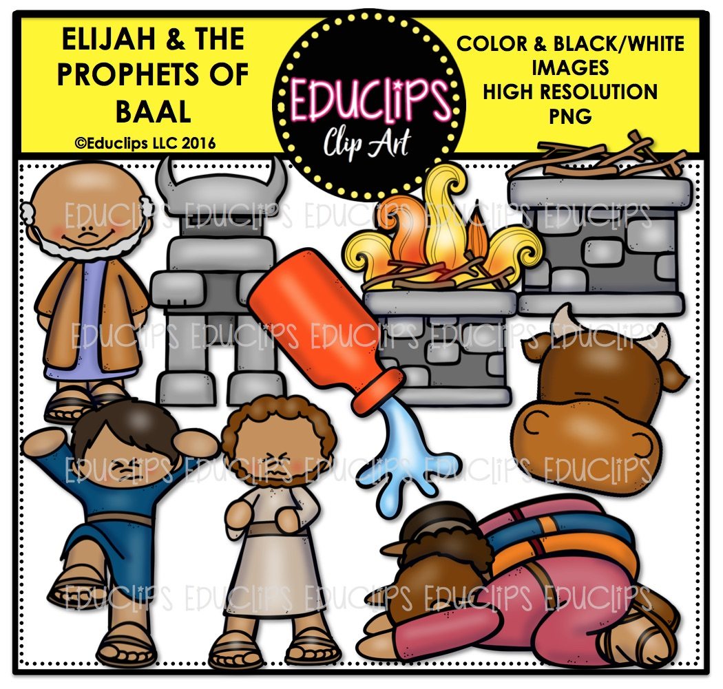 Bible Stories - Elijah  The Prophets of Baal Clip Art Bundle BW)