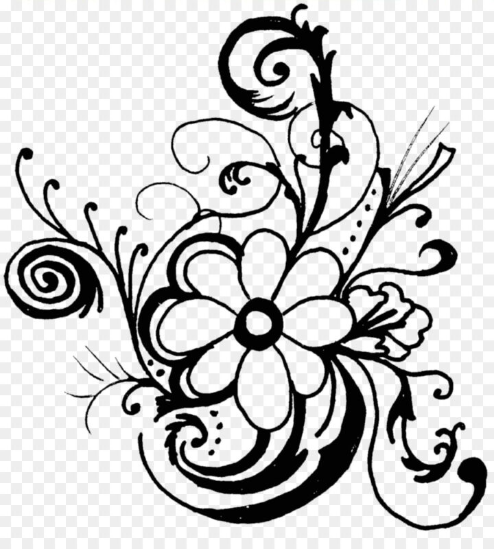 Flower Black And White Clip Art Tropical Line Cliparts Image 
