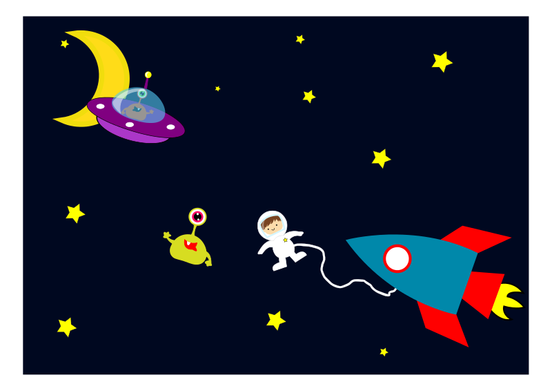 Free clipart astronaut encounters aliens in space objects agomjo 