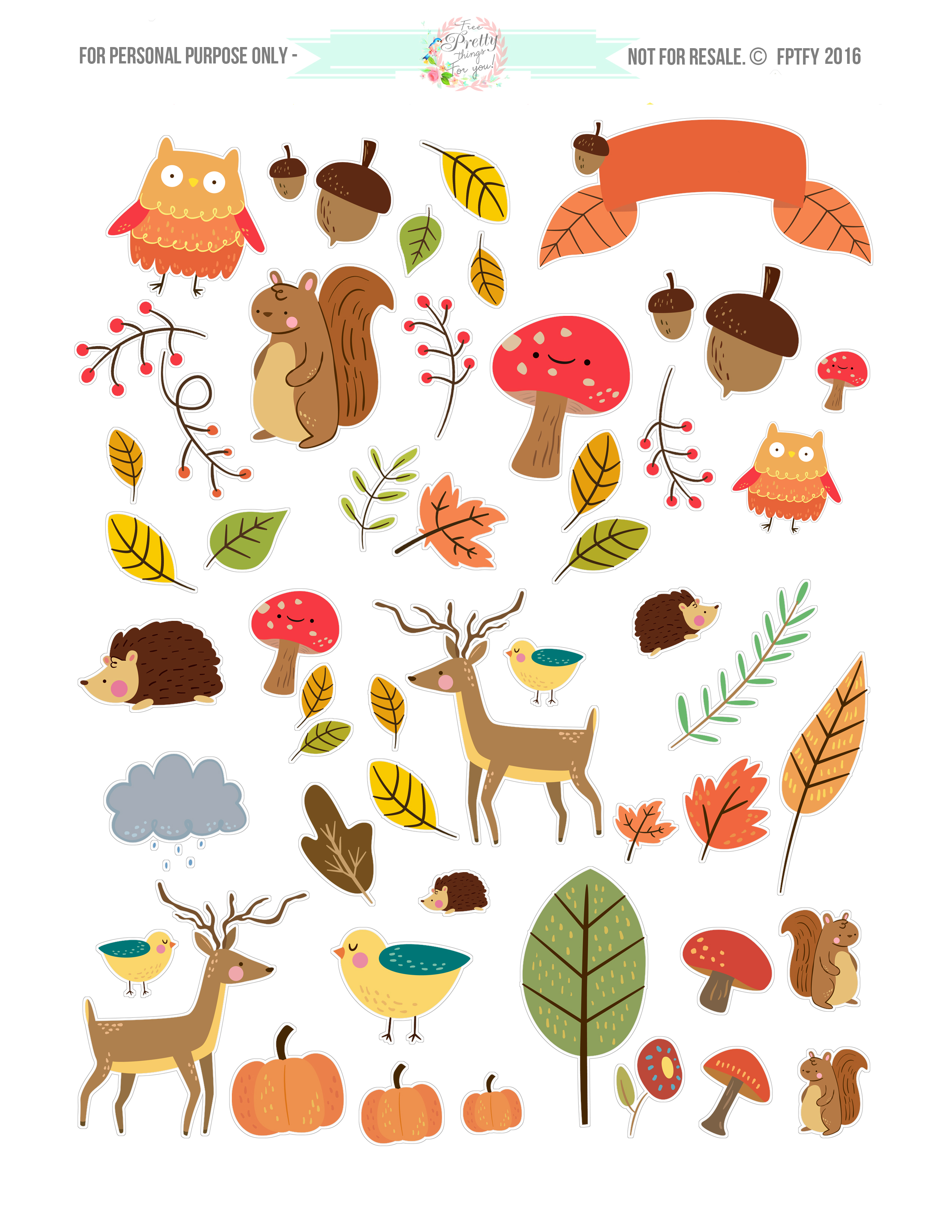 Free Critter Autumn Planner Stickers and Clip Art! - Free Pretty 