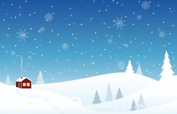 Christmas gifs of Little house in snowy hills