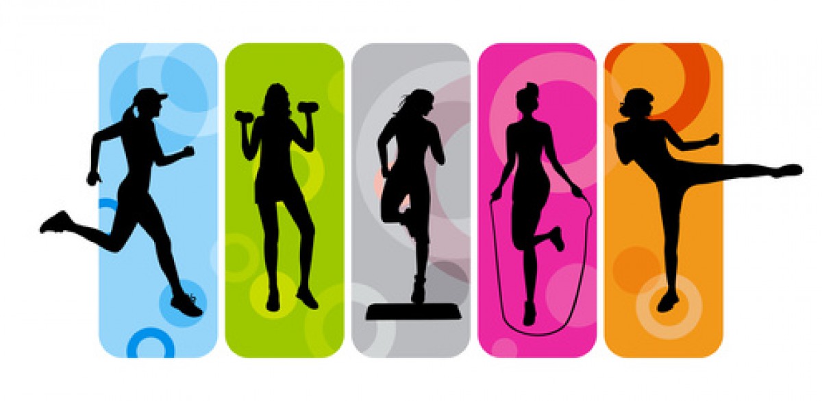 Group fitness class clipart collection 