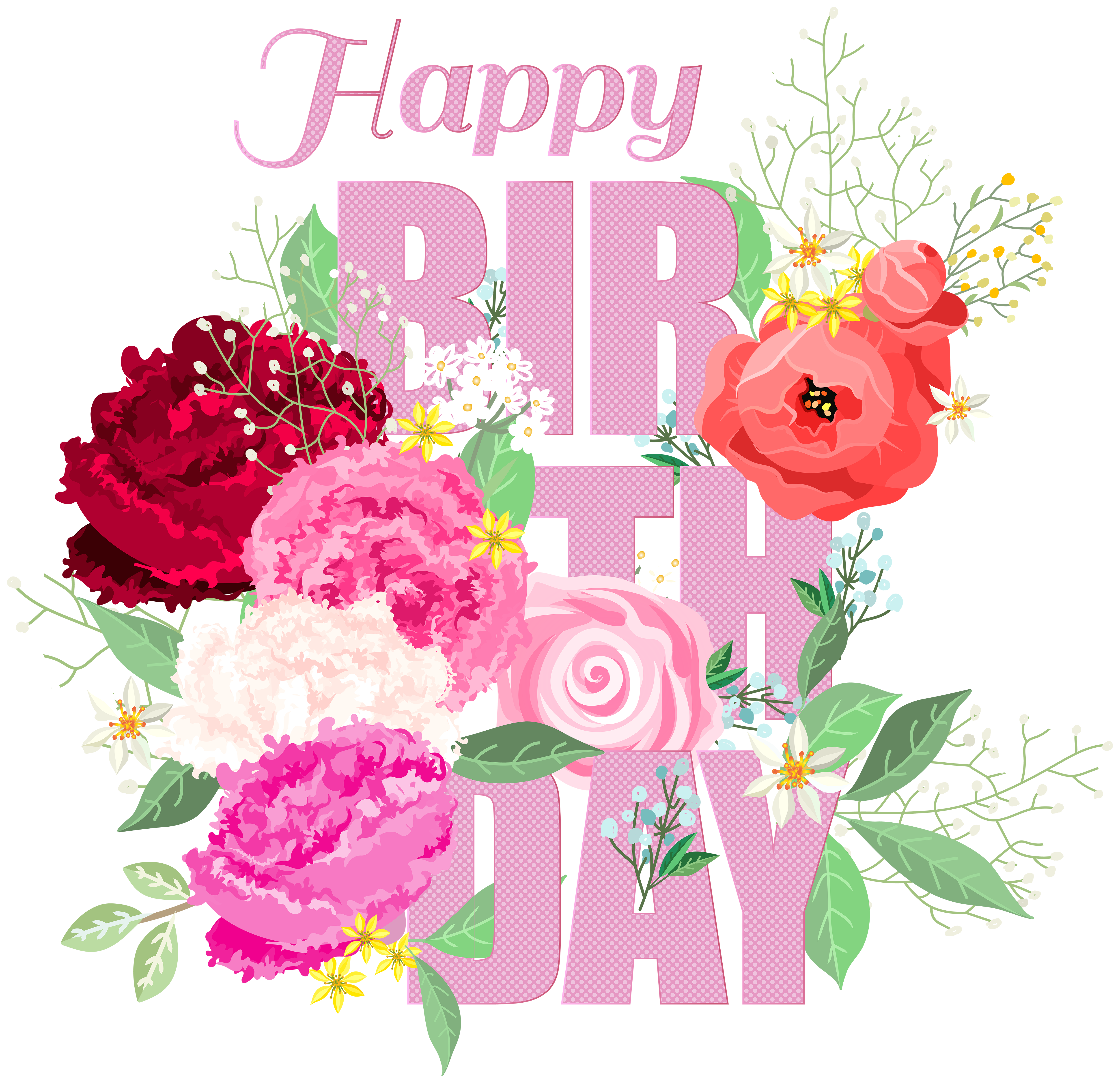 Happy Birthday with Flowers PNG Clip Art Gallery Yopriceville.